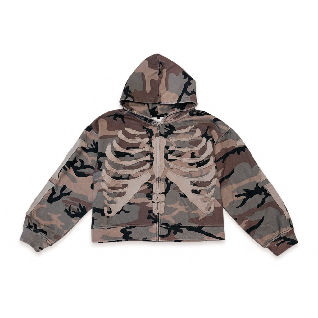 CAMO BONES ZIP-UP HOODIE – Reservation For One
