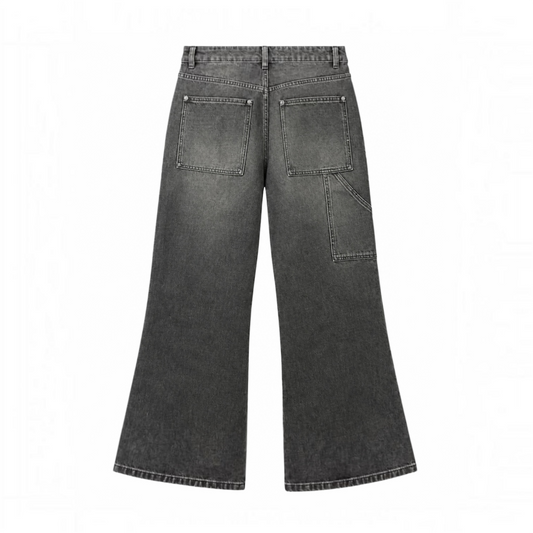 CROSS DOUBLE KNEE FLARED DENIM